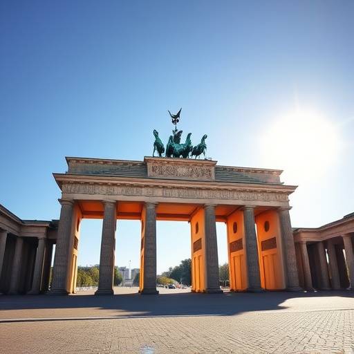 The Brandenburg Gate in Berlin, Germany, on a sunny day